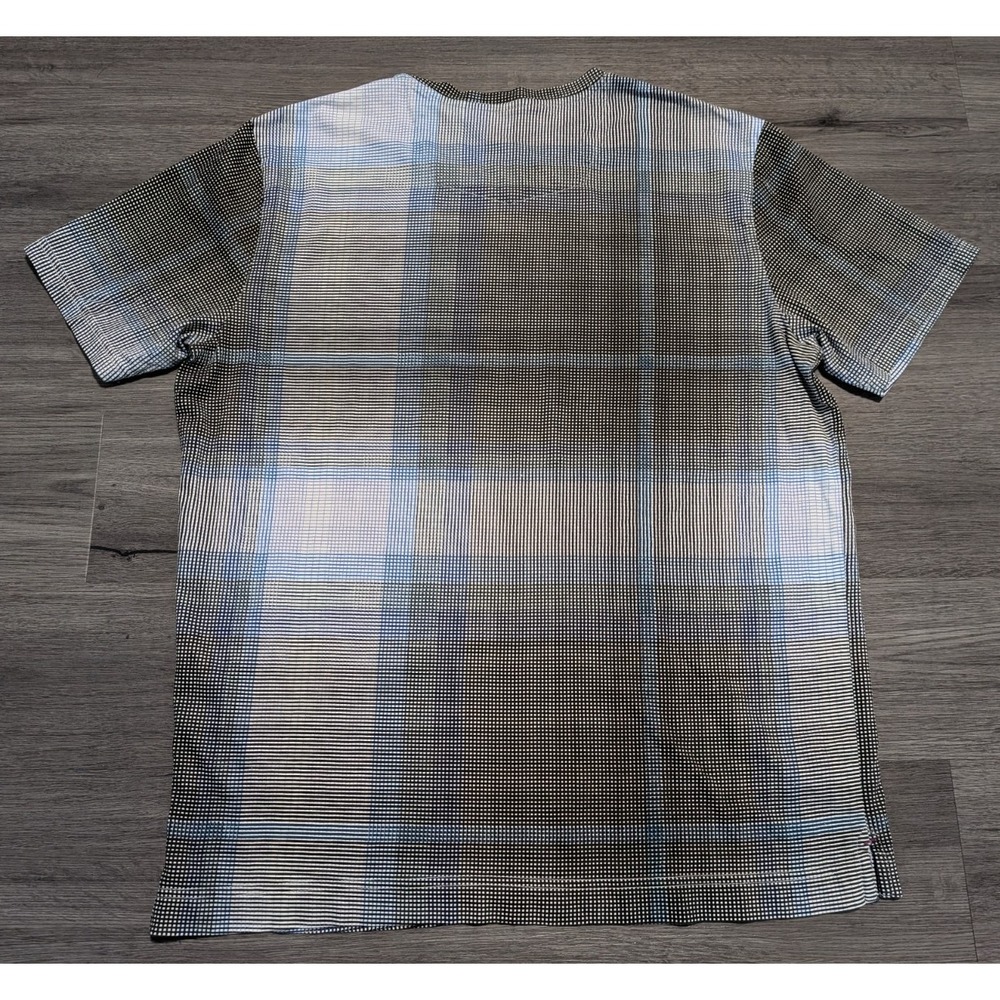 Robert Graham Men's Blue Black & White Ombré Plaid T-Shirt Size Large - Picture 6 of 6